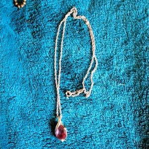 Teardrop amythist pendant on a sterling silver 10 inch necklace